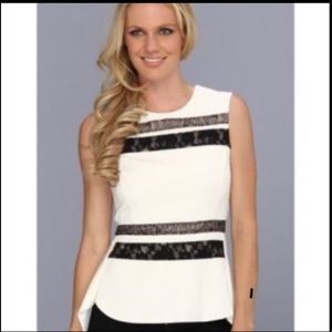 BCBG MaxAzria Sienna Peplum Top Off White X Small